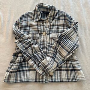Zara Plaid Button-Up Shirt